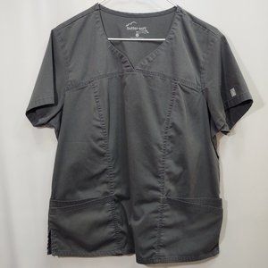 3/$30 Butter-Soft Stretch Grey V-Neck Scrub Top L
